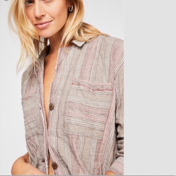 ✨ SOLD ✨ NWT FREE PEOPLE stripe blouse cotton top - Picture 4 of 6